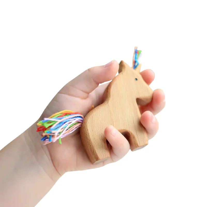 Wooden Baby Unicorn - Rainbow