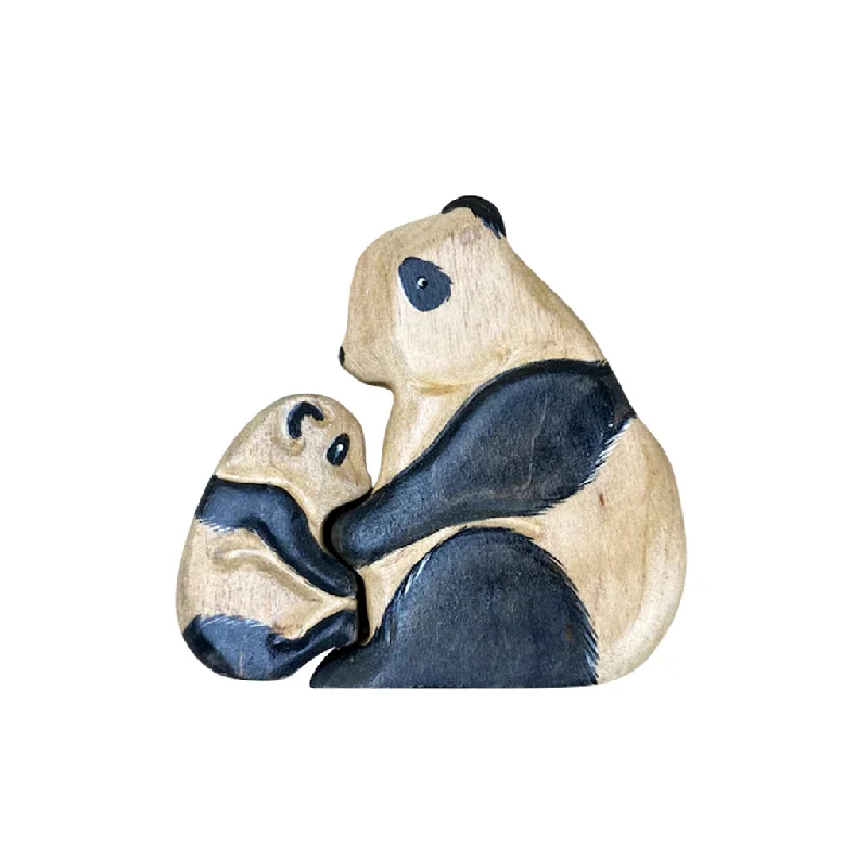 Wooden Panda Mum & Cub