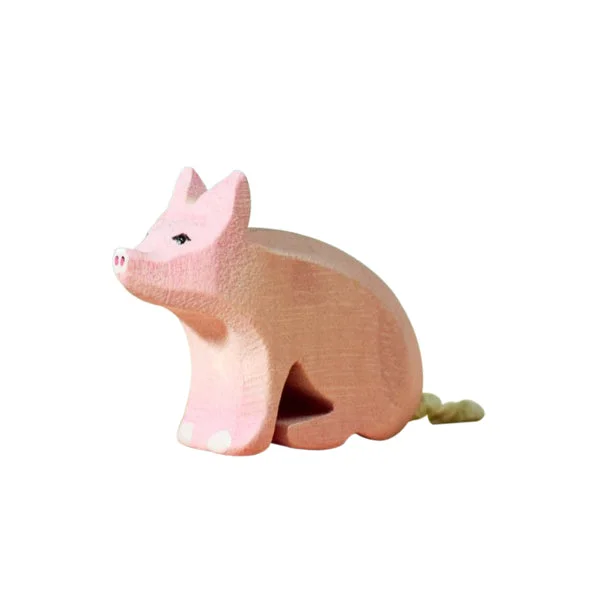 Wooden Piglet - Sitting