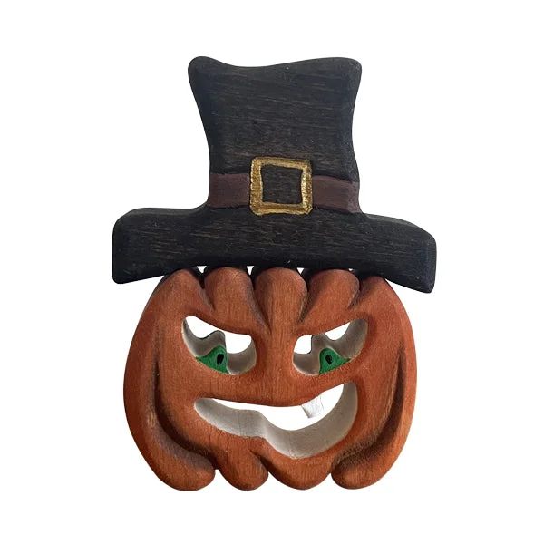 Wooden Pumpkin With Hat