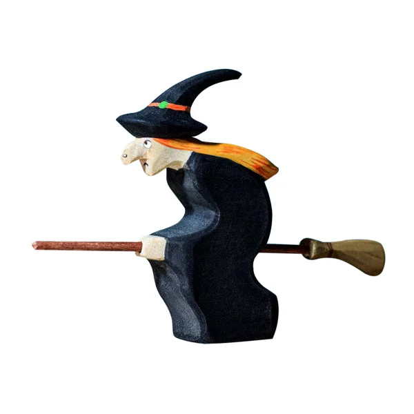 Wooden Witch With Broom