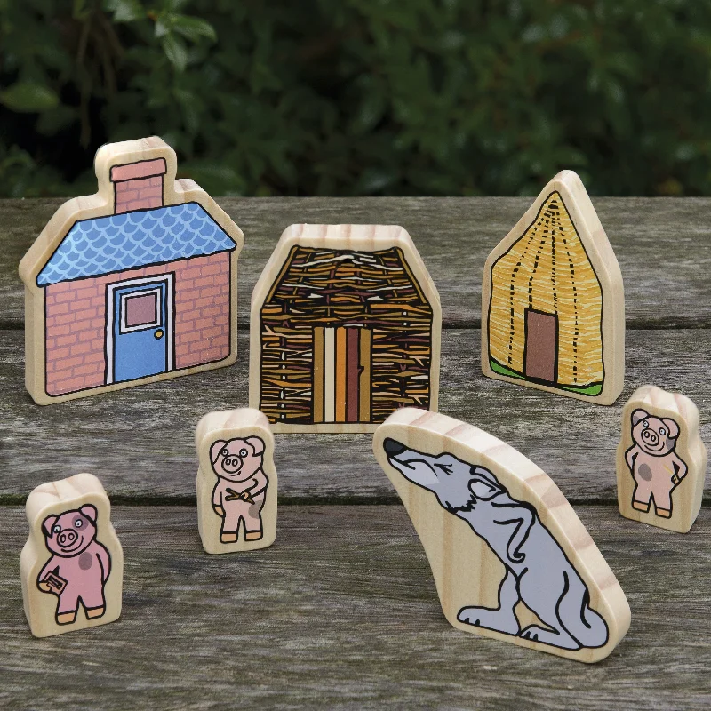 Yellow Door Three Little Pigs Wooden Characters