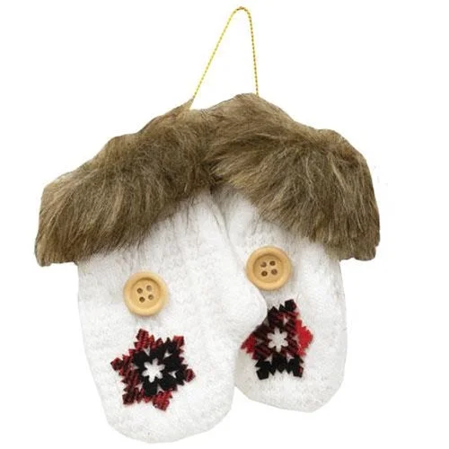 2/Set Ivory Knit Faux Fur Ornaments