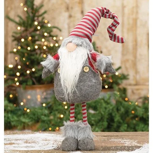 Small Standing Plush Red/Grey Gnome Santa