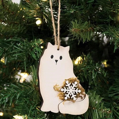 Snowy Snowflake Cat Ornament