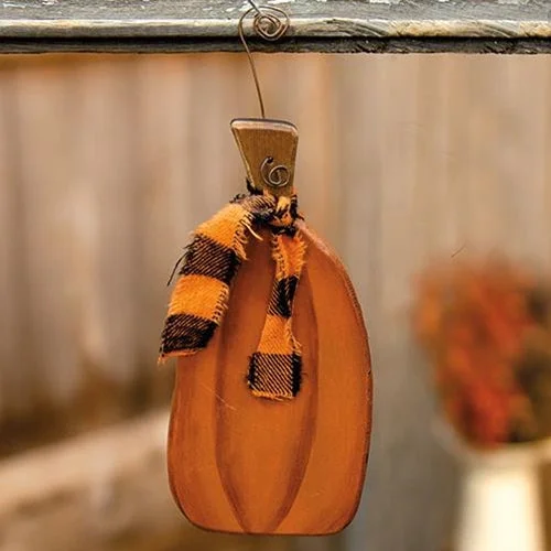 Tall Pumpkin Ornament w/Ribbon