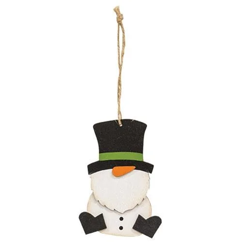 Wooden Snowman Gnome Ornament