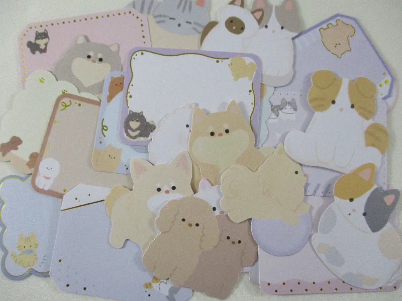 Cat Dog Write on message Label Flake Stickers - 24 pcs - cute kawaii