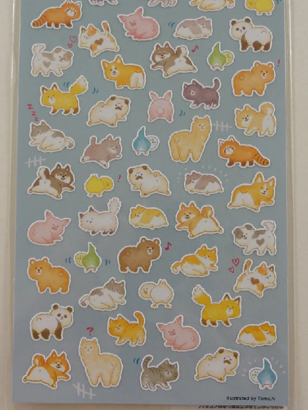 Cute Kawaii Mind Wave Dog Cat Bear Bird Pig Racoon Fox Panda Hamsters Llama Sticker Sheet - for Journal Planner Craft