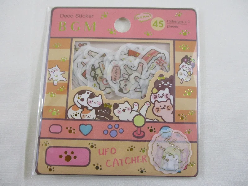 Cute Kawaii BGM Flake Stickers Sack - Cat Activities Busy Schedule - for Journal Agenda Planner Scrapbooking Craft