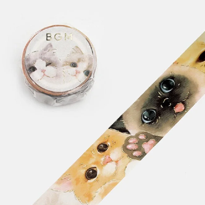 Cute Kawaii BGM Washi / Masking Deco Tape - Cat Kitten Photo - for Scrapbooking Journal Planner Craft