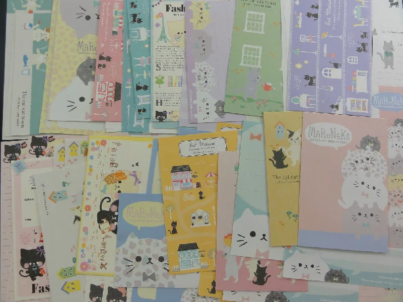 z Cute Kawaii Cat Kitten Writing Letter Paper + Envelope Theme Set Penpal