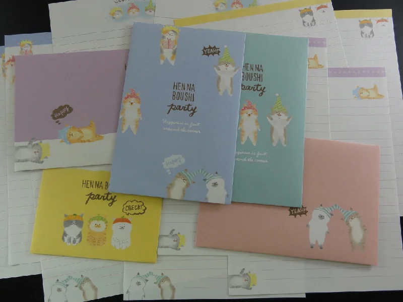 Cute Kawaii Crux Cat Party Letter Sets - Stationery Writing Paper Envelope Penpal