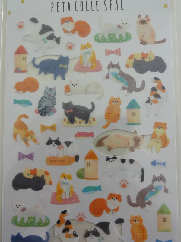 z Cute Kawaii Crux Cats Kitten Sticker Sheet - for Journal Planner Craft