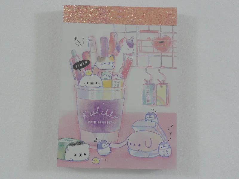 Cute Kawaii Crux Keshikko Stationery Unicorn Hedgehog Cat Penguin Seal Animal Mini Notepad / Memo Pad - A - Stationery Designer Paper Collection