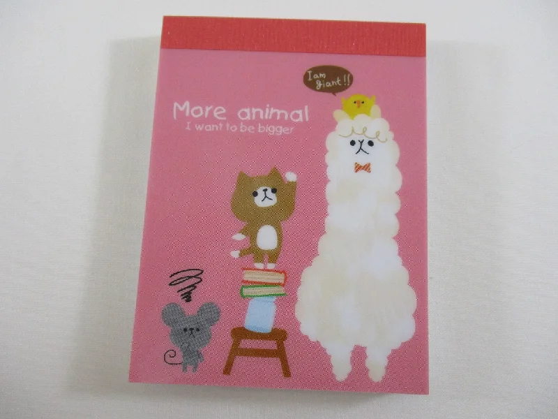 Cute Kawaii Mind Wave Cat and Alpaca Mini Notepad / Memo Pad - Stationery Design Writing Collection