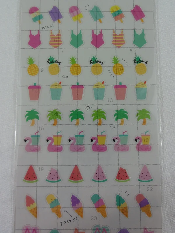 Cute Kawaii Mind Wave Summer Vacation Palm Beach Drink Sticker Sheet - for Journal Planner Craft