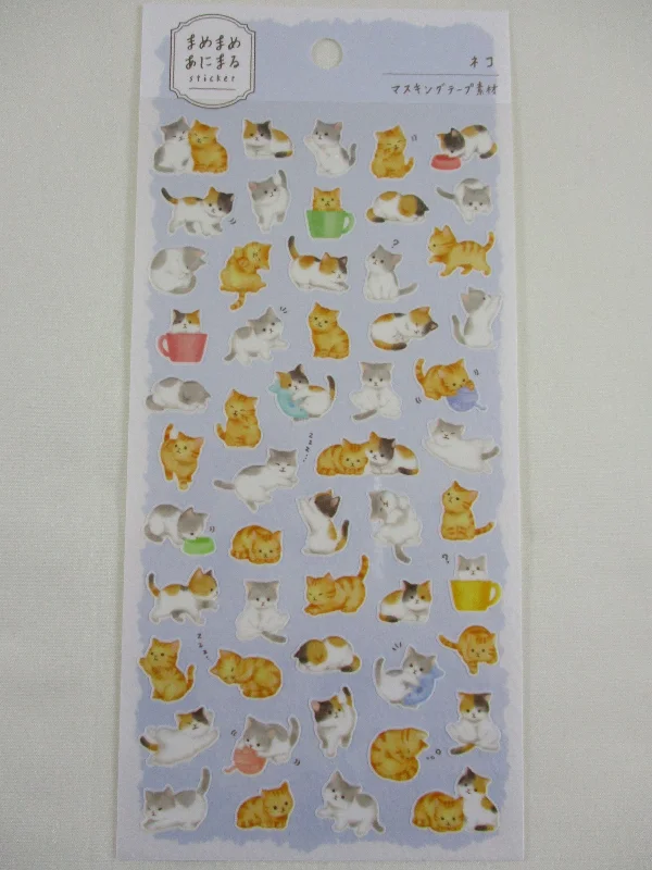 Cute Kawaii MW Animaru  Seal Series - A - Cat Kitten Sticker Sheet - for Journal Planner Craft