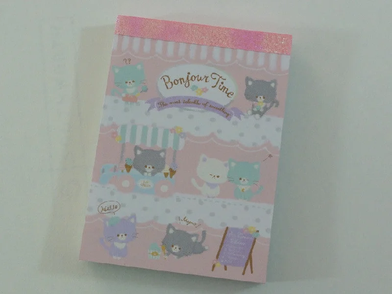 Cute Kawaii Q-Lia Bonjour Time Cat Kitten Mini Notepad / Memo Pad