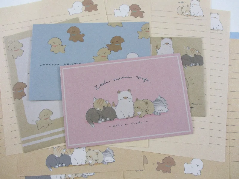 Cute Kawaii Q-Lia Cat and Dog Friends Letter Sets - Writing Paper Envelope Stationery