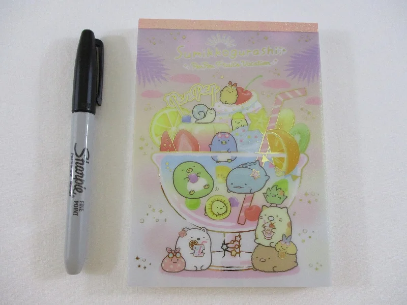 Cute Kawaii San-X Sumikko Gurashi Pen Pen Fruits Vacation  4 x 6 Inch Notepad / Memo Pad - A - Stationery Designer Paper Collection