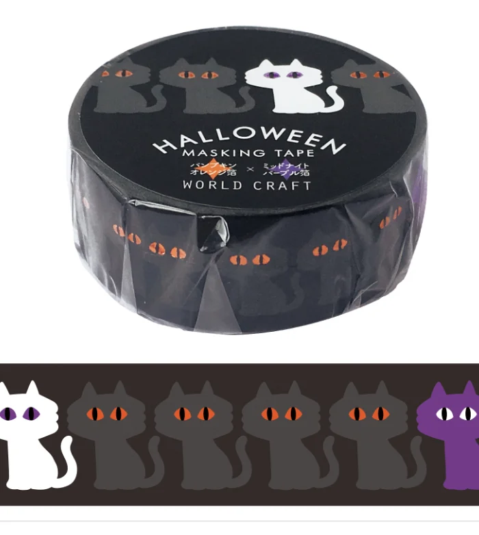 Cute Kawaii World Craft Washi / Masking Deco Tape - Halloween Cat - for Scrapbooking Journal Planner Craft