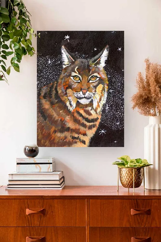 Midnight Bobcat Canvas Wall Art