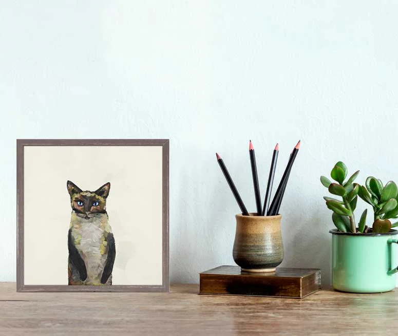 Siamese Cat On Cream Mini Framed Canvas