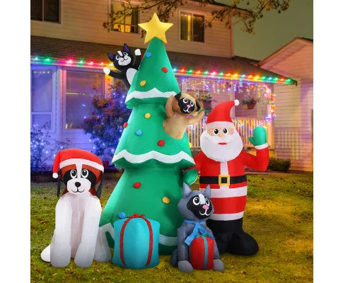 Jingle Jollys Christmas Tree 3M Inflatable Santa Lights Outdoor Decorations